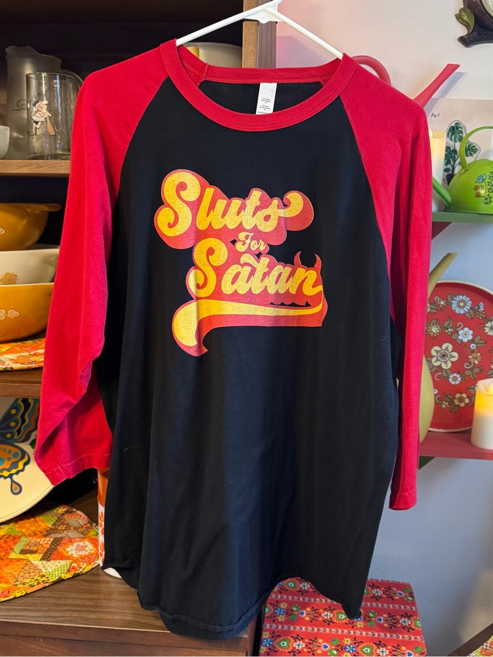 Sluts for Satan 3/4 sleeve baseball tee XL